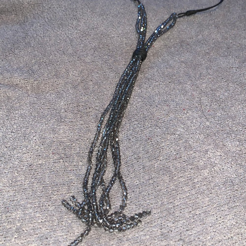 Jamie Rocks NYC Gray beaded lariat necklace